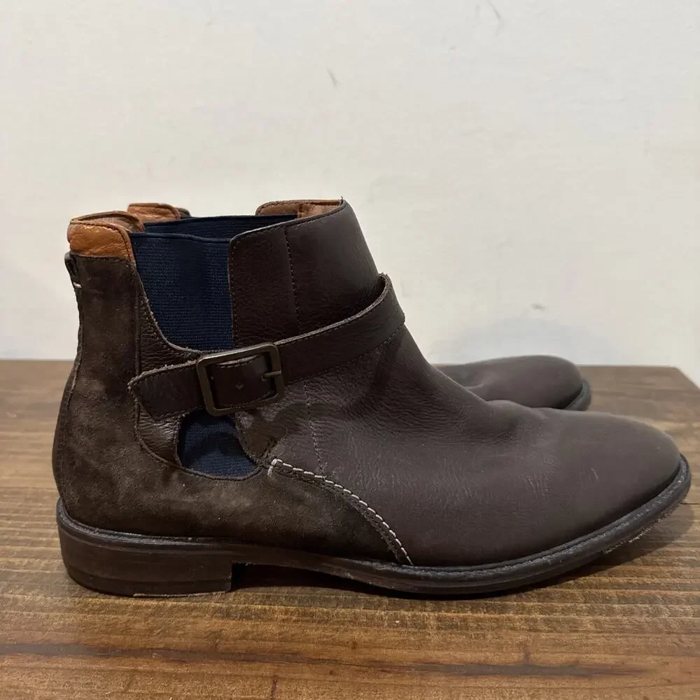 Men’s Johnston & Murphy Strap Chelsea Boots Leather Sheepskin Mens Sz 11 D